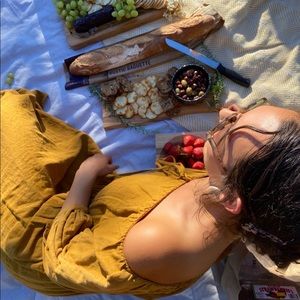 Off the shoulder linen maxi dress